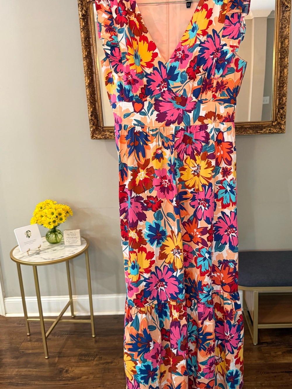 Maggy London Vibrant Multi-Color Floral Maxi Dress